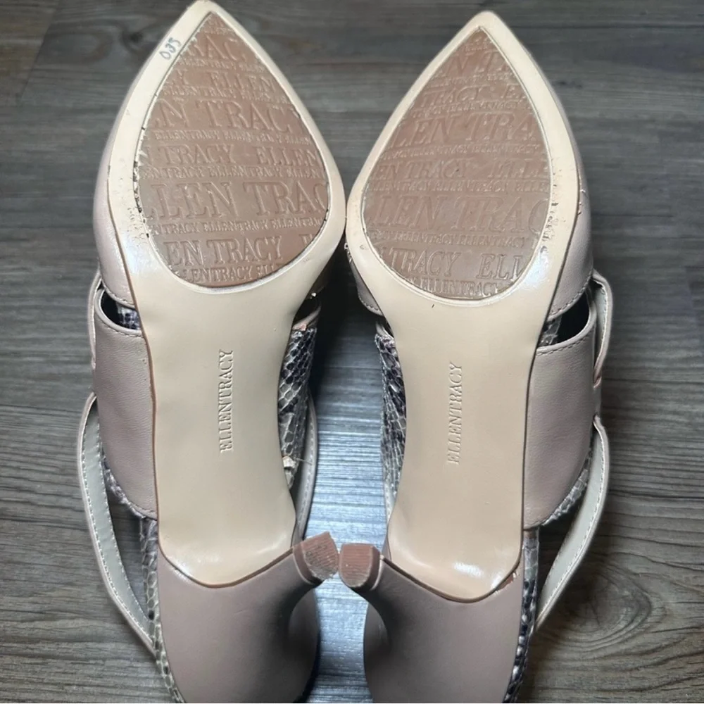 🤎 Taupe ELLEN TRACY Sling Back Bello Heels - Size 7.5